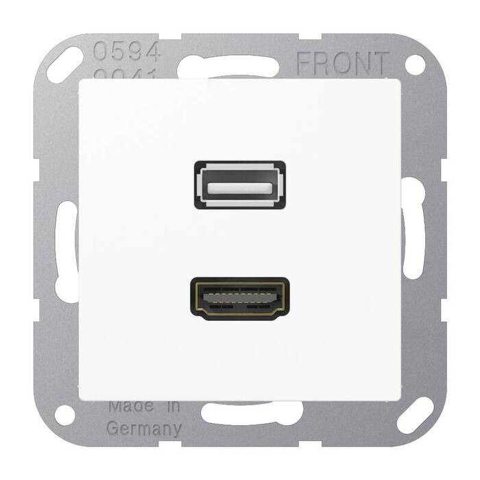 Розетка HDMI+USB Jung А-СЕРИЯ, скрытый монтаж, белый, MAA1163WW