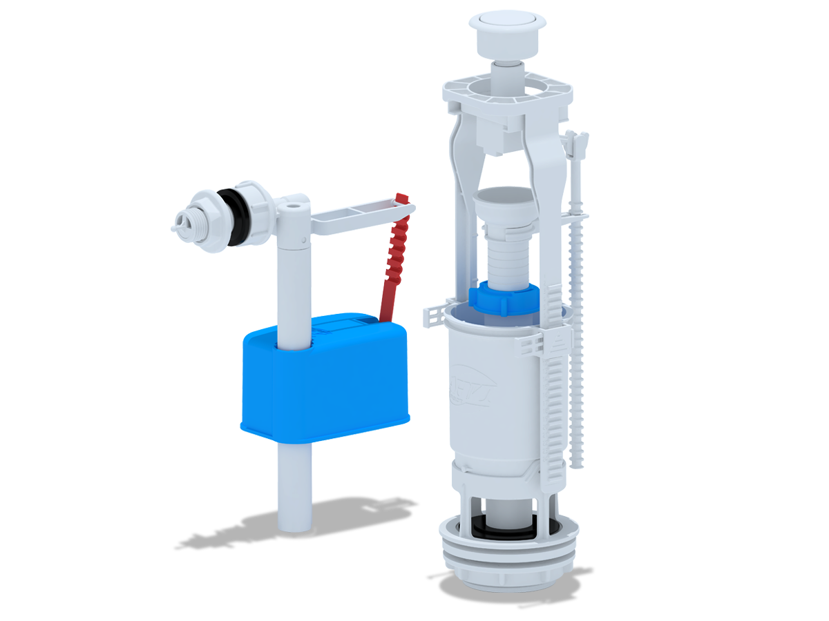 Набор для бачка унитаза с боковой подводкой 1/2 с пластиковым щтуцером кнопка белая эконом