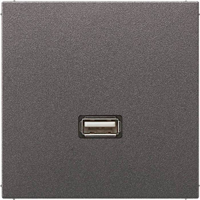 Розетка HDMI+USB Jung LS METAL, скрытый монтаж, антрацит, MAAL1122AN