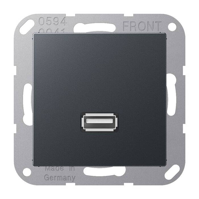 Розетка USB Jung A 500, скрытый монтаж, антрацит матовый, MAA1122ANM