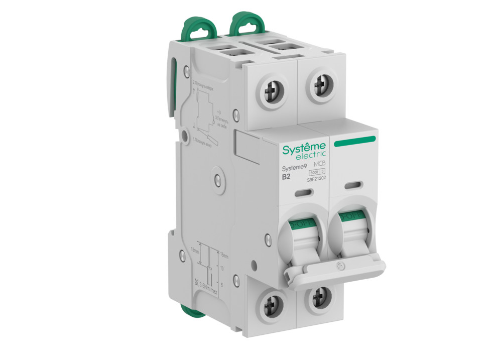 Systeme Electric Systeme9 Автоматический выключатель (АВ) B 2A 2P 6kA 400В