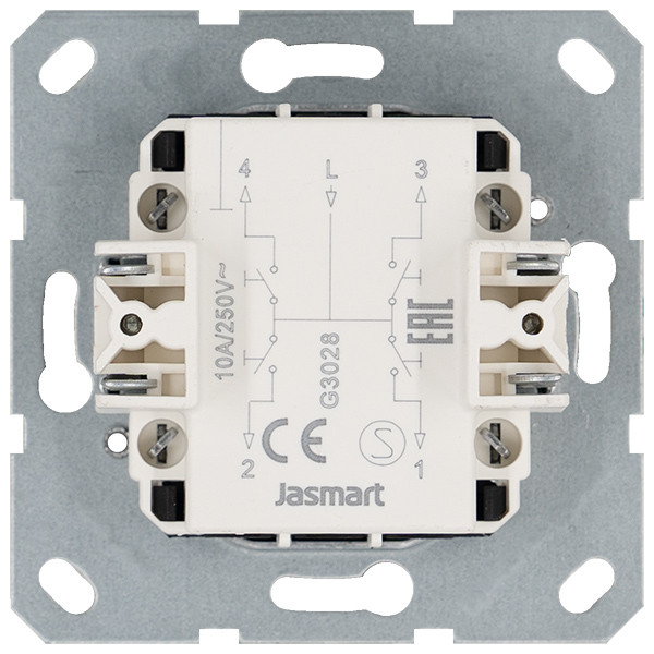 Jasmart Выключатель двухклавишный для штор 10A 250V~ с накладкой, цвет Антрацит
