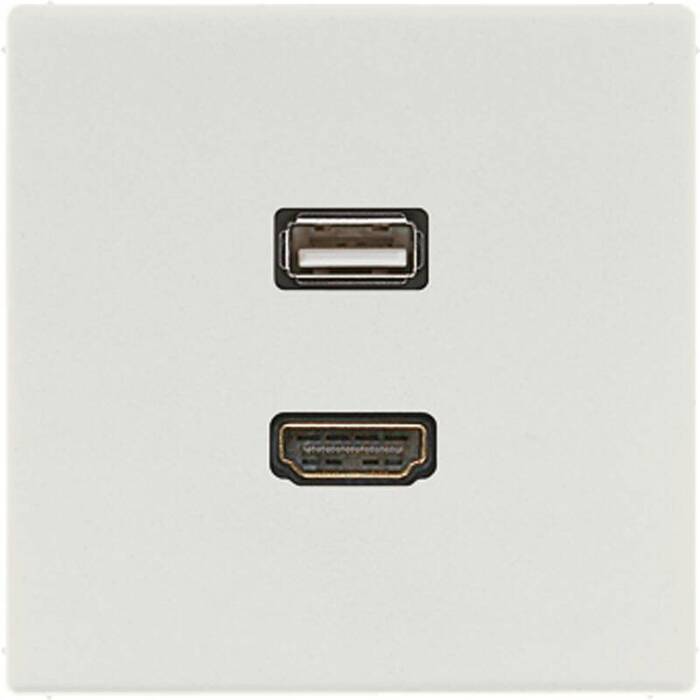 Розетка HDMI+USB Jung LS 990, скрытый монтаж, светло-серый, MALS1163LG