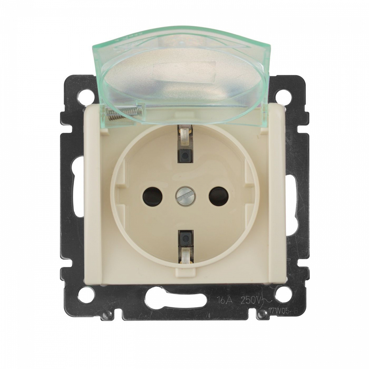 Механизм розетки 1-м СП Valena 16А IP44 2P+E защ. шторки с крышкой немецк. стандарт сл. кость Leg 774120